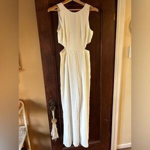 Lulus Moments to Remember White Sleeveless Cutout Wide Leg Jumpsuit